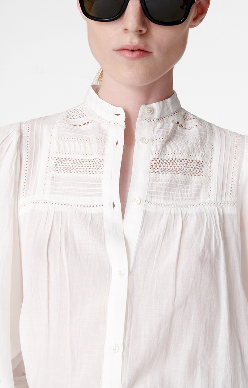 Blouse Vanessa Bruno 'Timy Dentelle' En Coton Écru - Taille 38 - Portée Une Seule Fois - Très Bon État