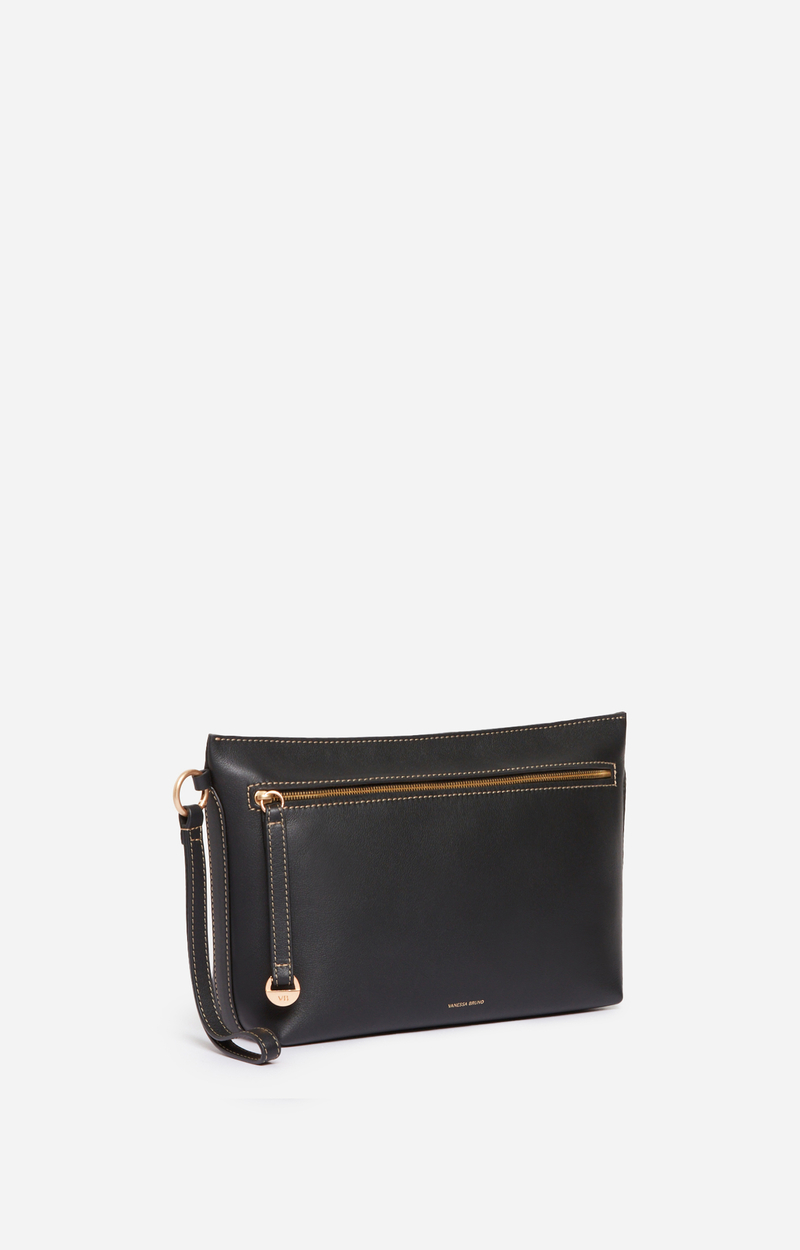 Pochette Zippée En Cuir Vachette Irisé Fabriquée En Italie - Taille S, Dorée, Dimensions 10.5 X 16 Cm